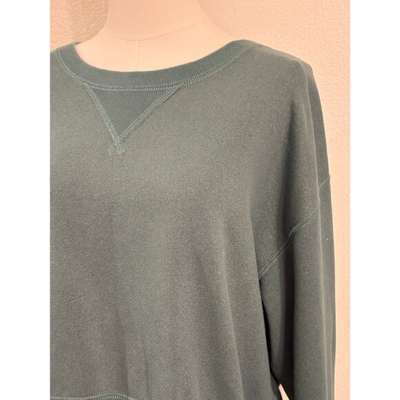 ABERCROMBIE & FITCH Cropped Sweatshirt | Green Shimmer Long Sleeve | LARGE - Picture 5 of 9